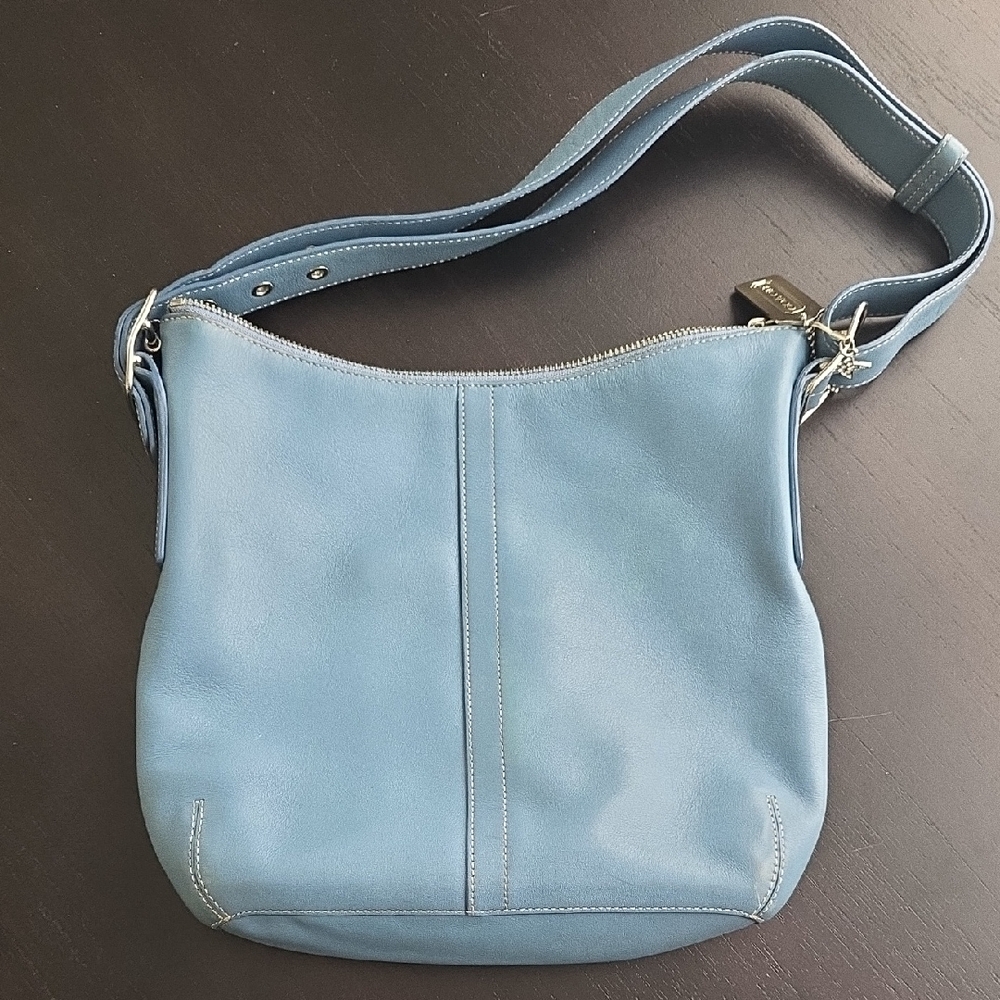 Coach Sky Blue Leather Shoulder Bag